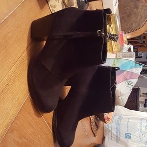 Black suede ankle high boots